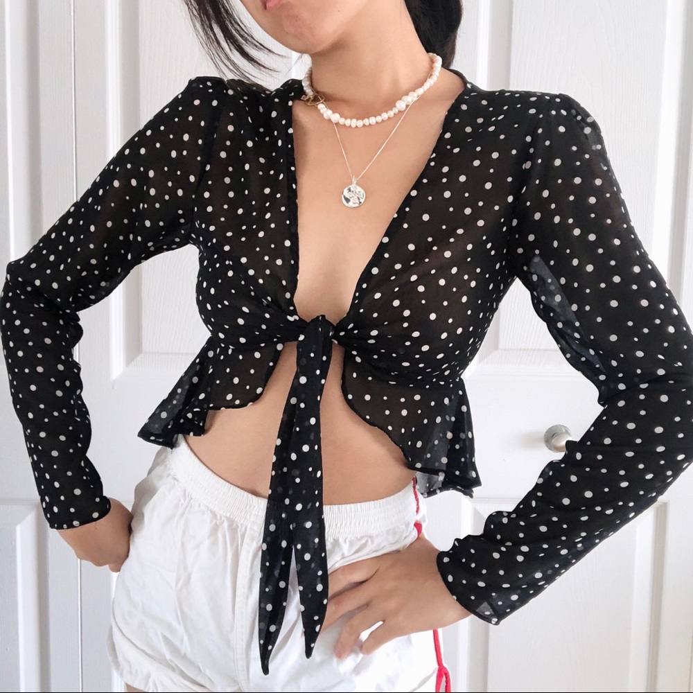 Urban Outfitters Kimchi Blue polka dot sheer top